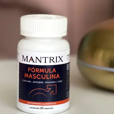 Etiqueta de MANTRIX Fórmula Masculina: cúrcuma, jengibre, arginina y zinc
